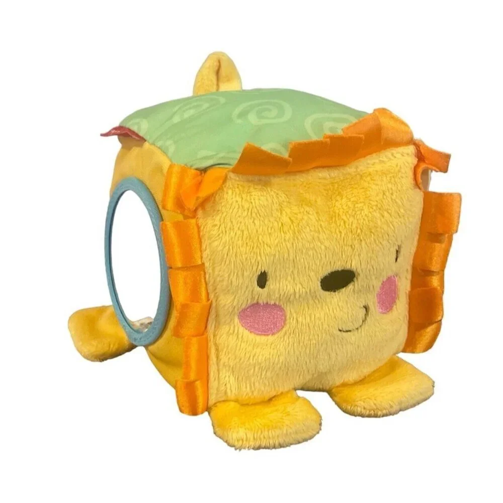 Fisher Price Lion Plush Baby Cube Butterfly Mirror Rattle Crinkle Toy 2011